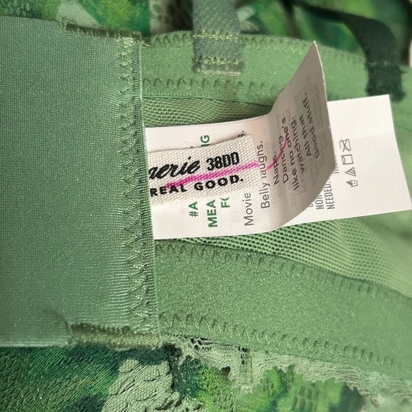 Aerie Lacy Strappy Bra Plunge Push Up Padded Mission Green 38DD NWOT - Picture 7 of 11
